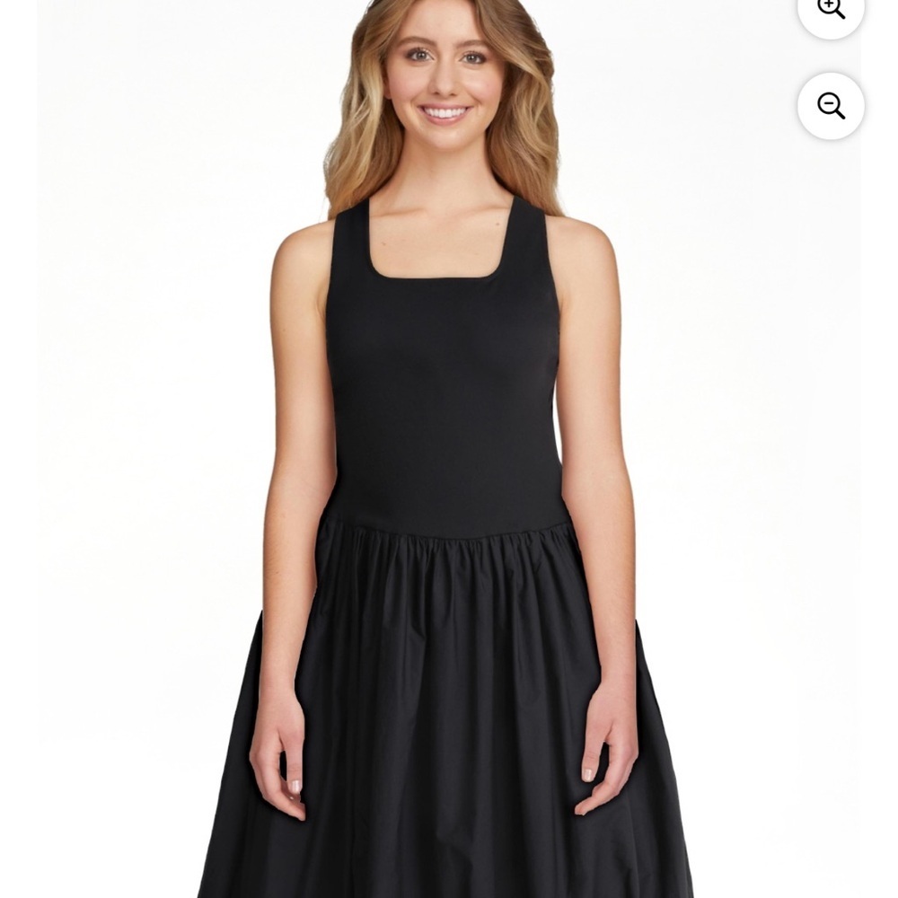 Scoop Mixed Media Midi Bubble Dress EUC